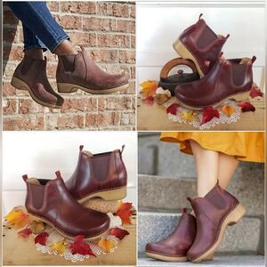 Mahogany Dansko Becka Chelsea Clog Booties Elastic Ankle Boot Boho Cottage Gypsy